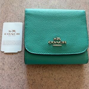 Coach Aqua/Teal Leather Wallet